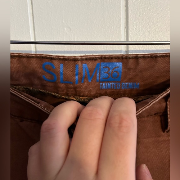 Tainted Denim Slim Fit Brown Pants - Picture 5 of 5